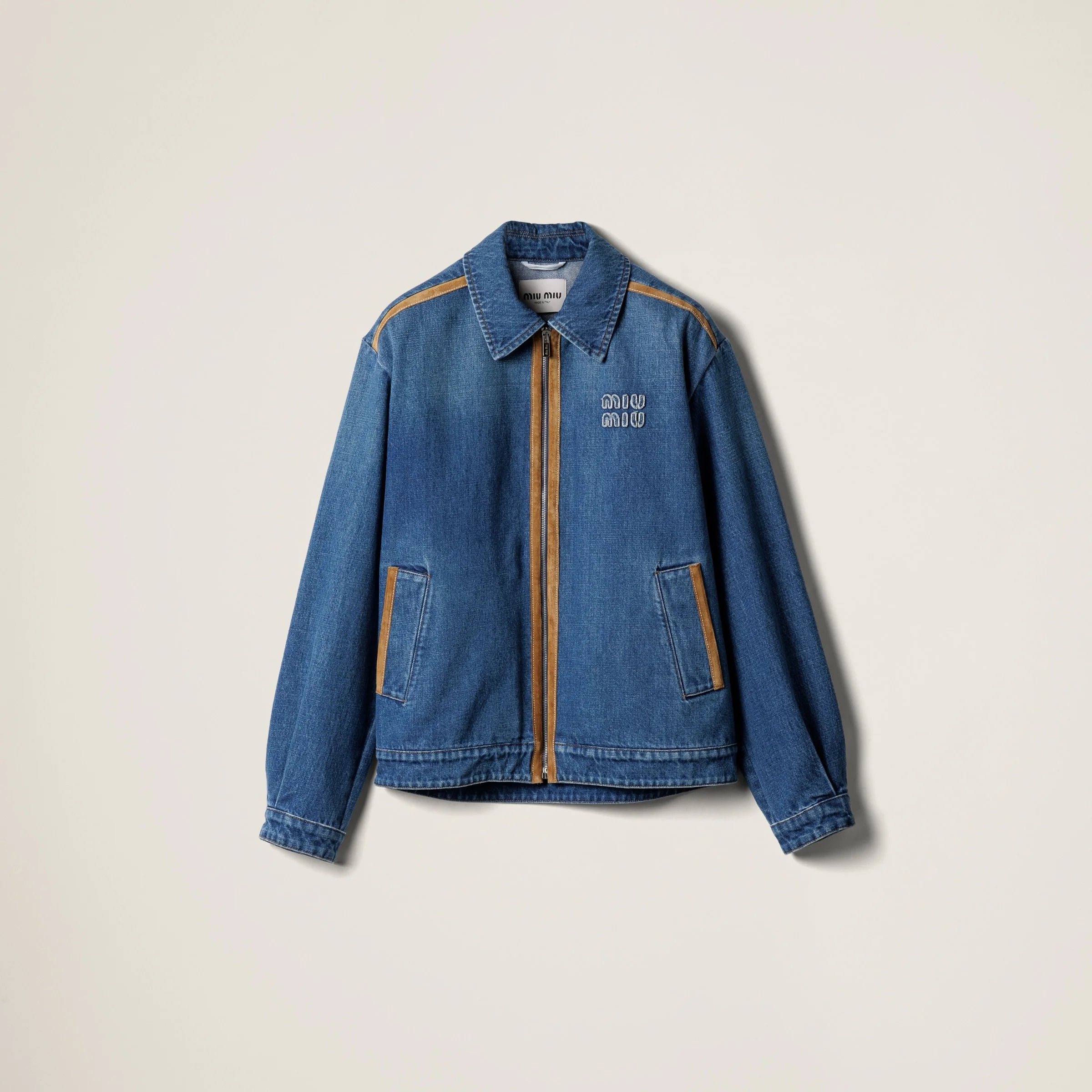 Denim and leather blouson jacket - 1