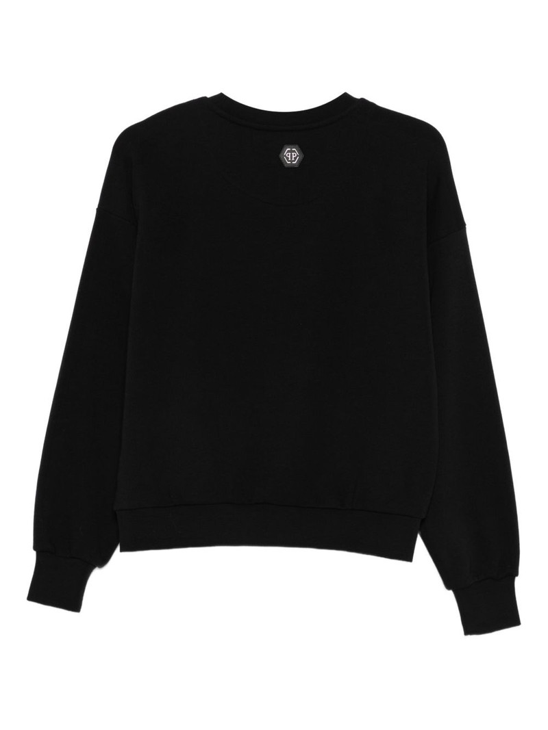 PHILIPP PLEIN rhinsetone-embellished bear sweatshirt outlook