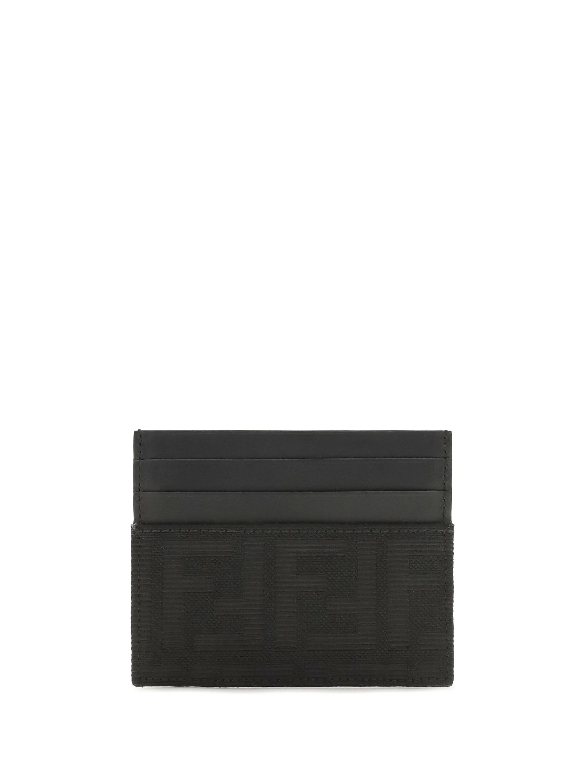 Fendi FF Jacquard and Leather Card Holder Nero - 1