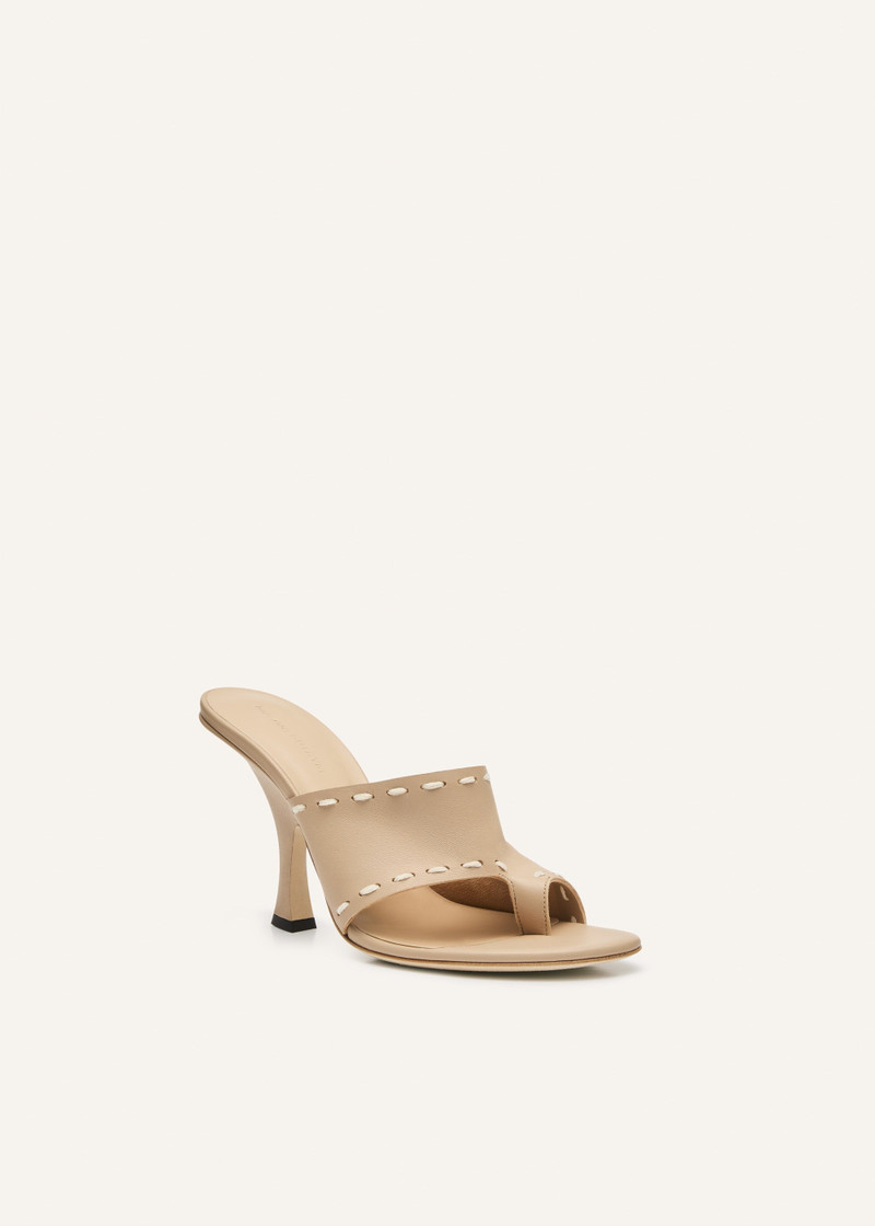 MAGDA BUTRYM Flare heel thong sandals in nude leather outlook