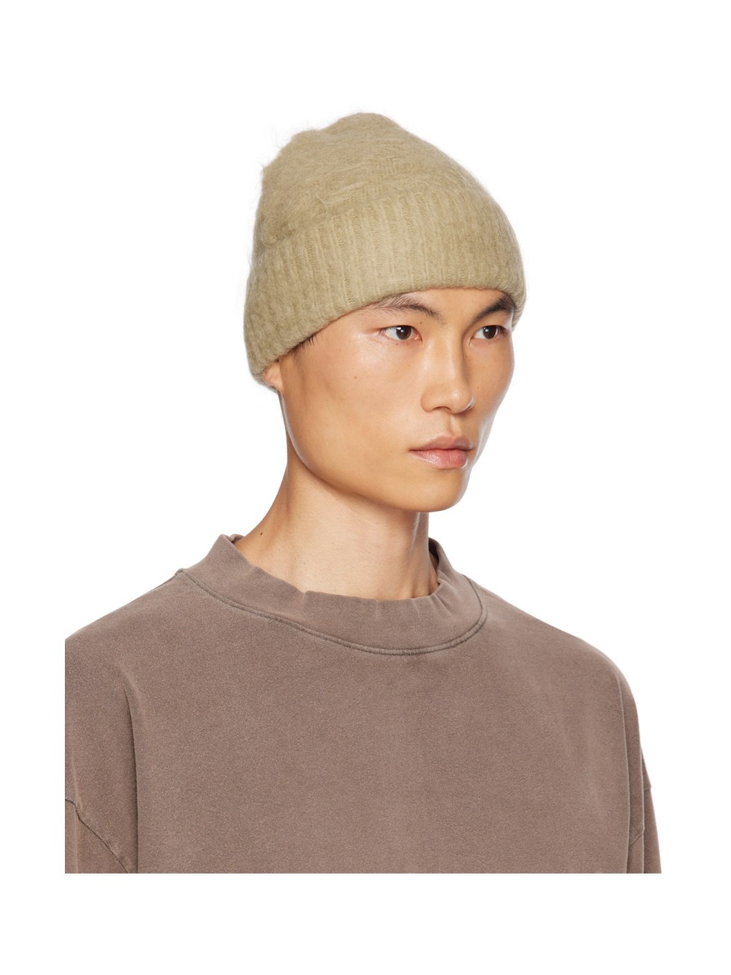 Beige Wool Mohair Beanie - 2