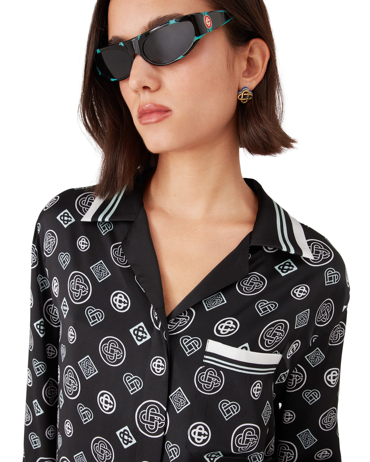 Monogram Pyjama Silk Satin Shirt | Casablanca Paris - 4