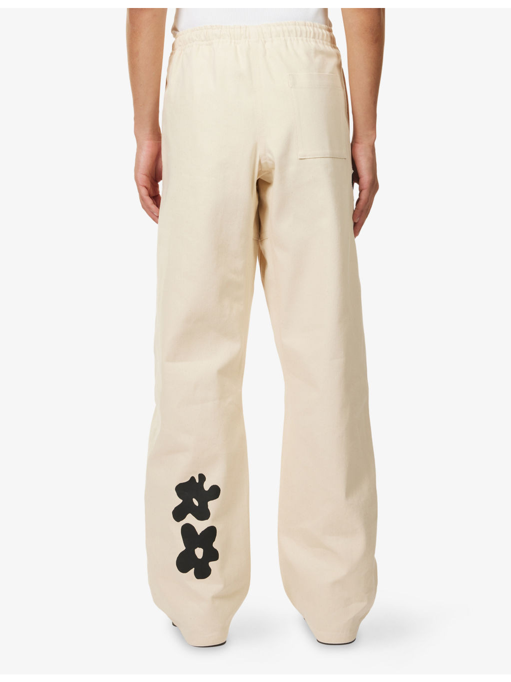 Mixed Media Drawtstring Denim Trousers - 4