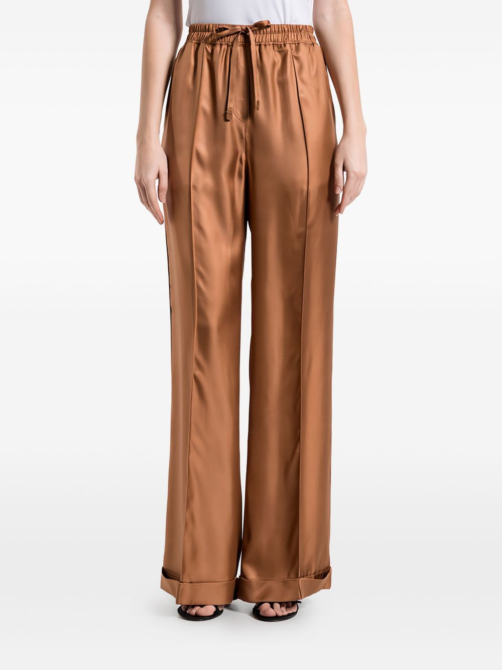 drawstring silk trousers - 3