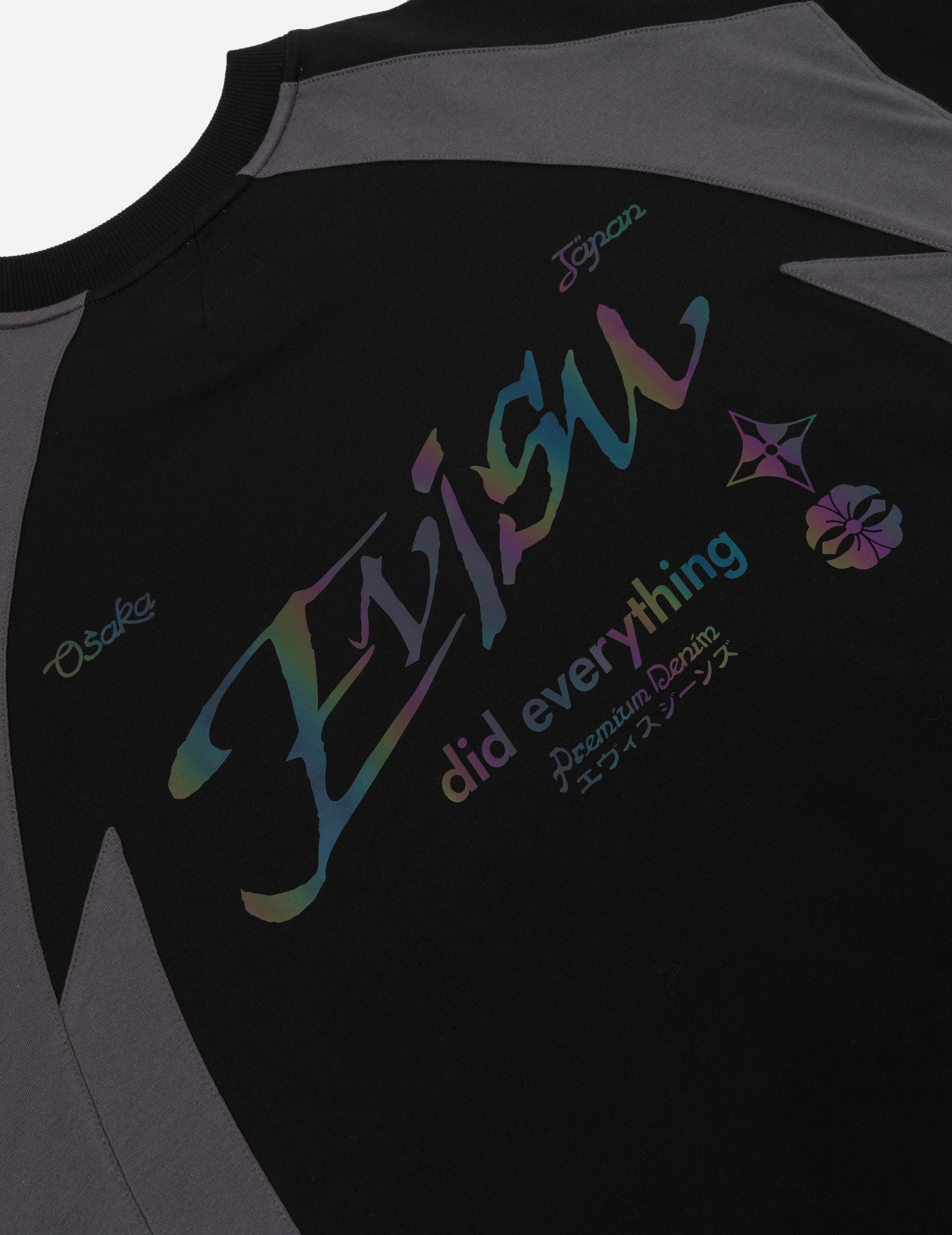 Panel Blocking with Colorful Logo Print Loose Fit T-Shirt - 6