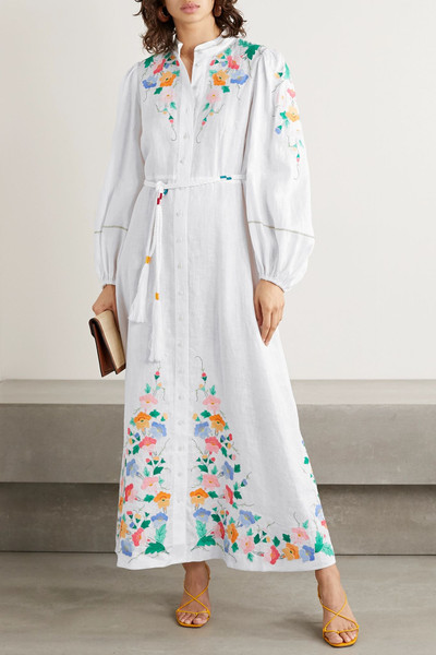 Zimmermann Fiesta belted embroidered linen maxi dress outlook