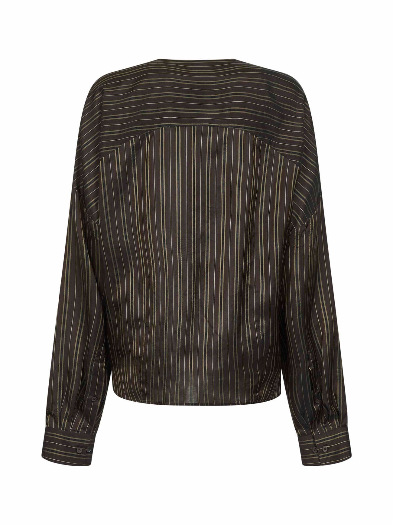 Brown striped cupro draped blouse - 2