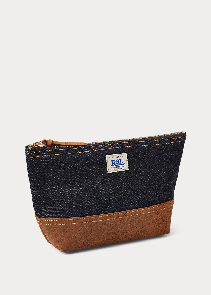 RRL by Ralph Lauren Suede-Trim Denim Pouch outlook