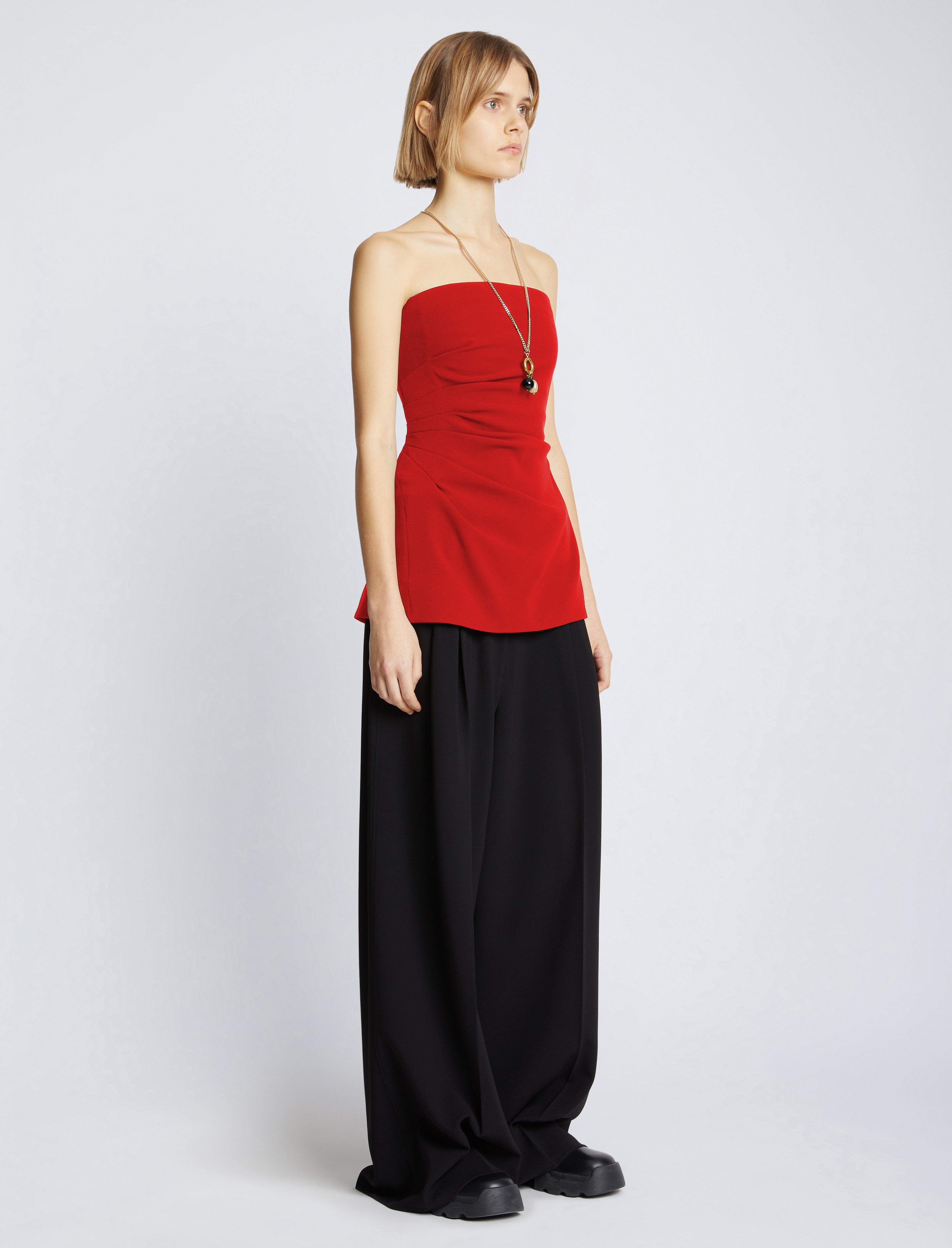 Bobbi Strapless Top in Matte Viscose Crepe - 4