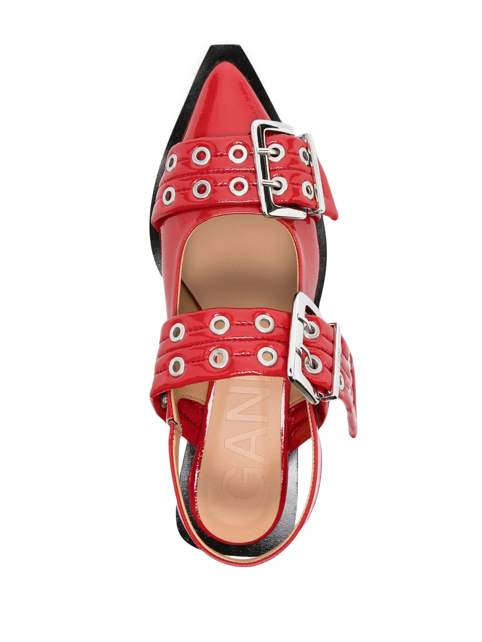 Ganni Wide Welt Buckled Ballerina Shoes - 4