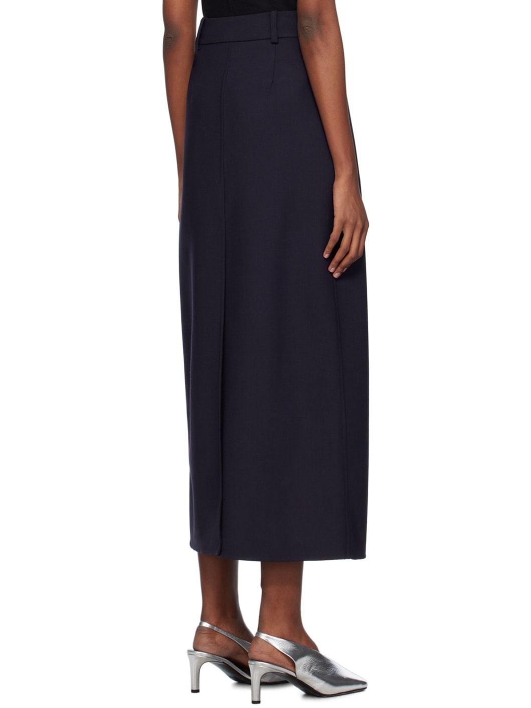 Navy Wrap Maxi Skirt - 3