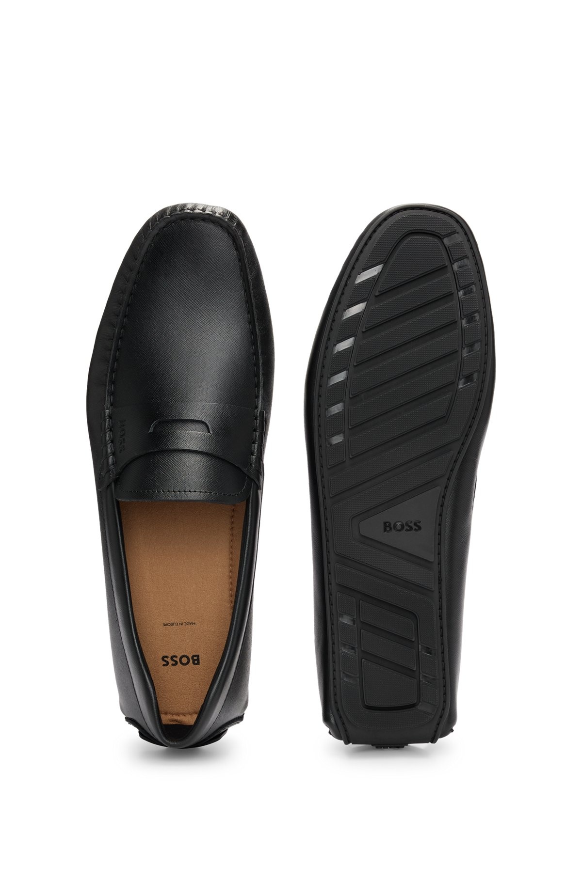 EMBOSSED-LEATHER SLIP-ON MOCCASINS WITH LOGO DETAIL - 4