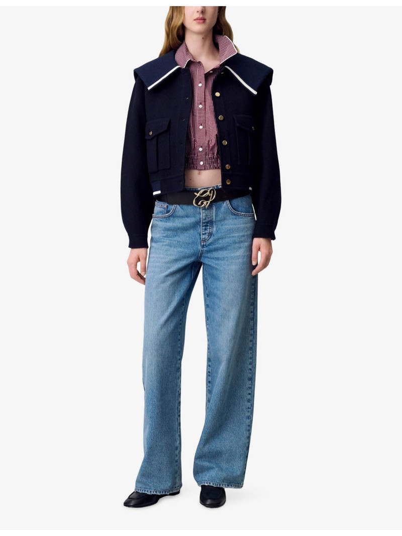 Claudie Pierlot Sailor-Collar Contrast-Trim Wool-Blend Jacket outlook