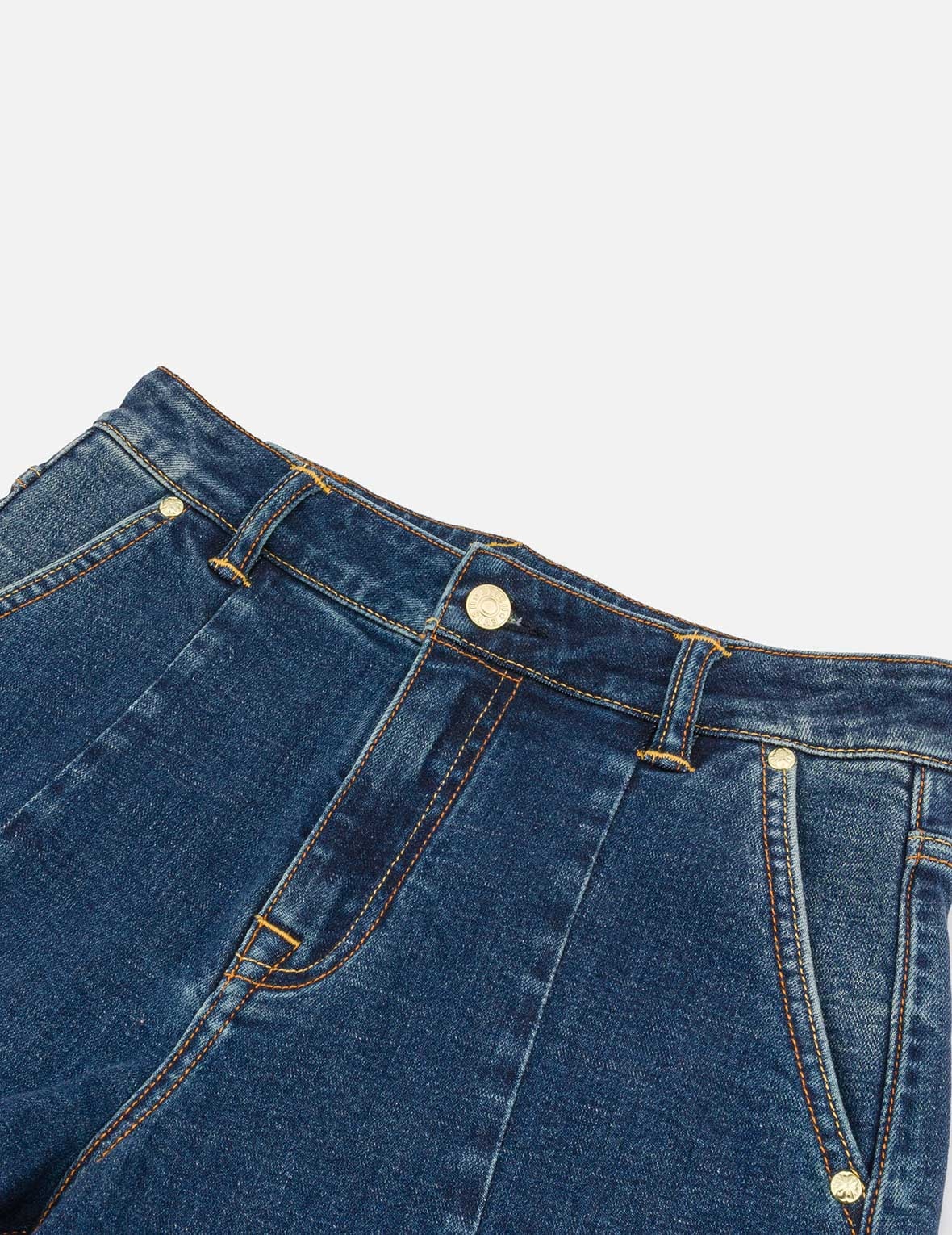 “EV” Rhinestone Embellished Loose Fit Denim Shorts - 3