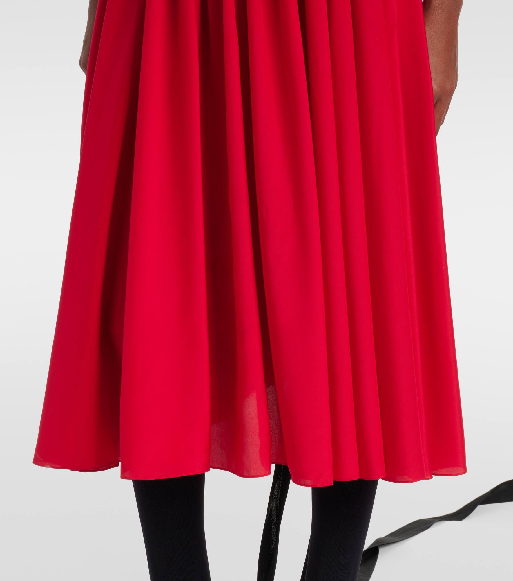 Bow-detail lace-up silk midi dress - 6