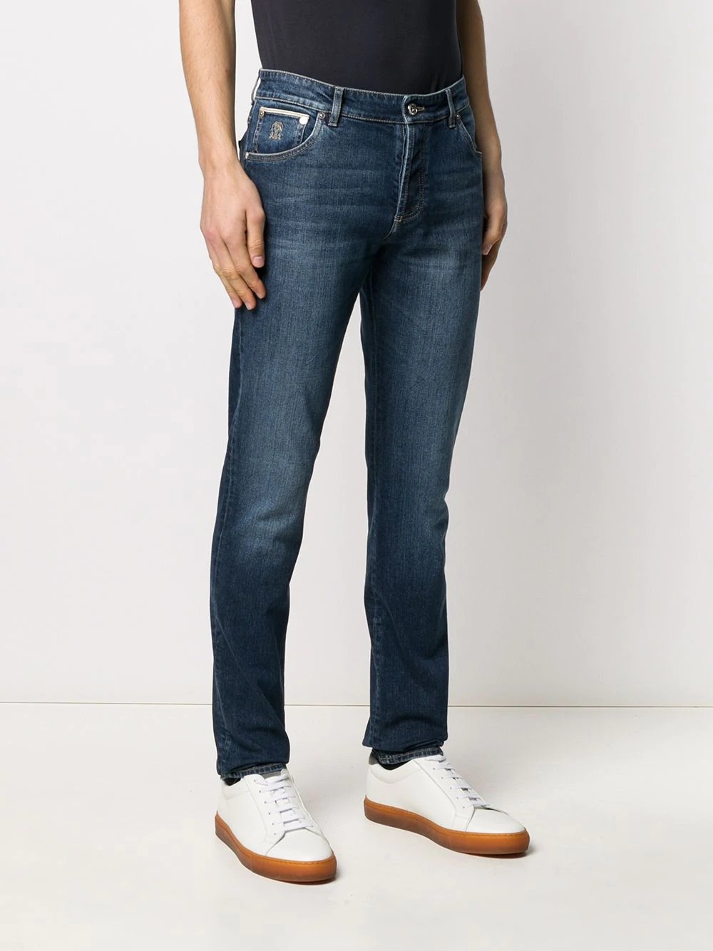slim-fit stonewashed jeans - 3