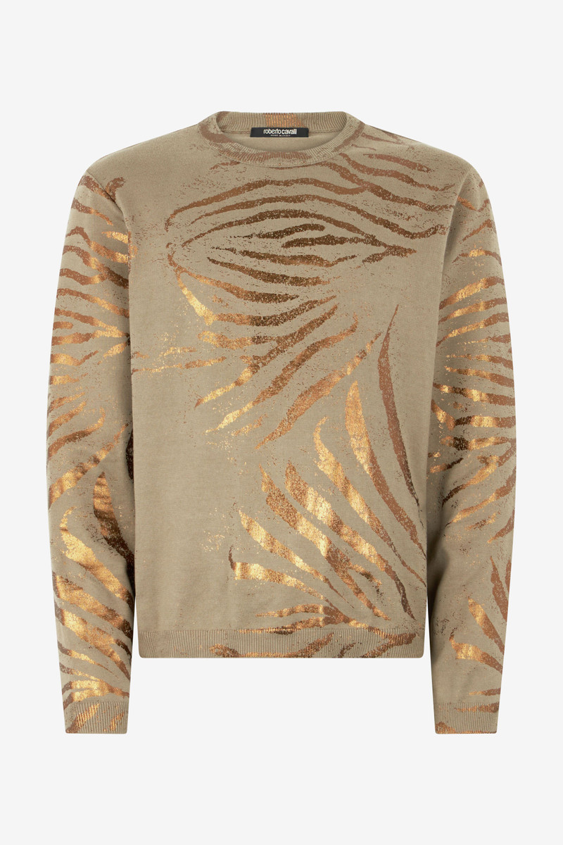 Sweater With Golden Tiger Skin Pattern 1