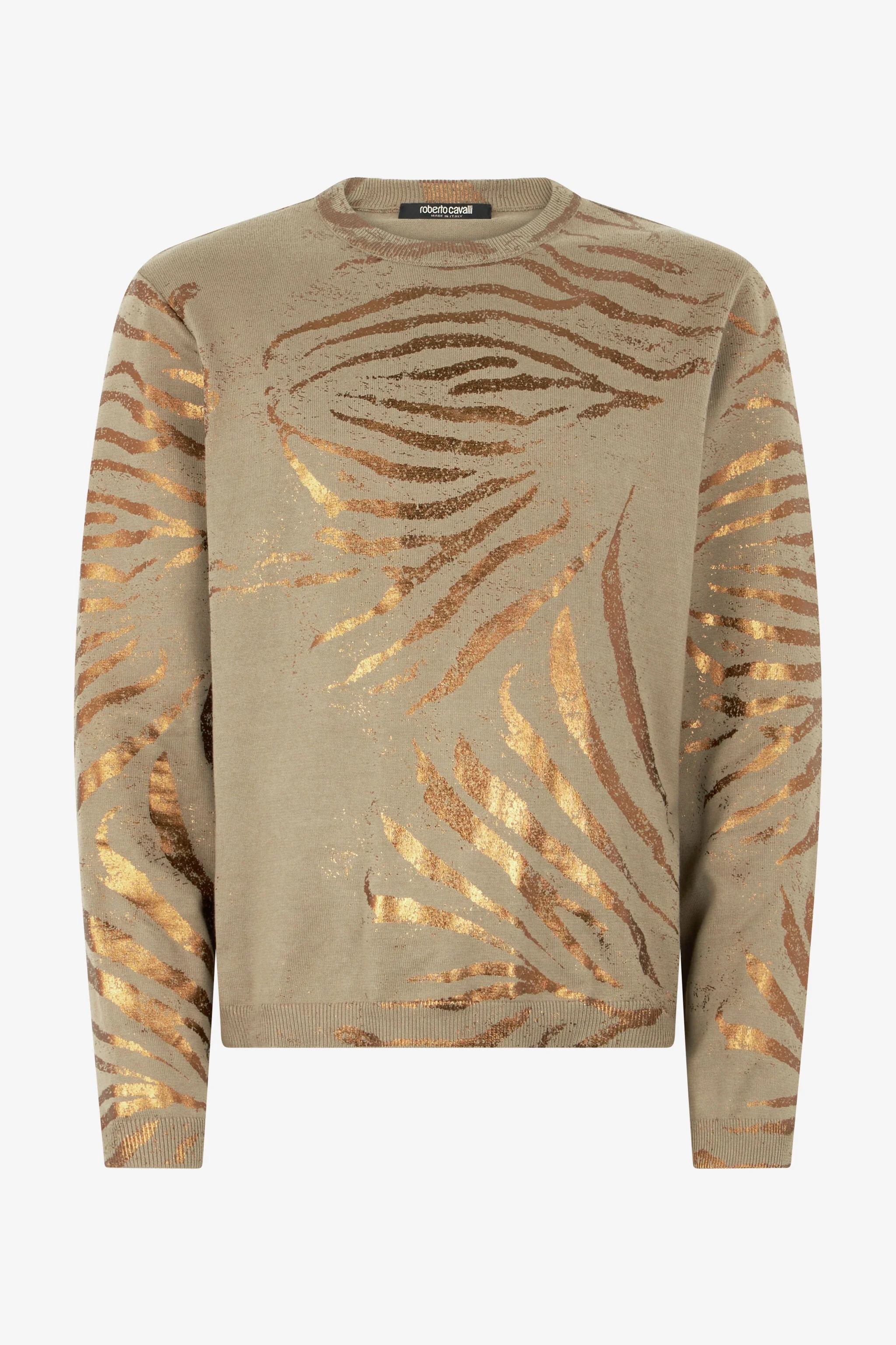 Sweater With Golden Tiger Skin Pattern - 1