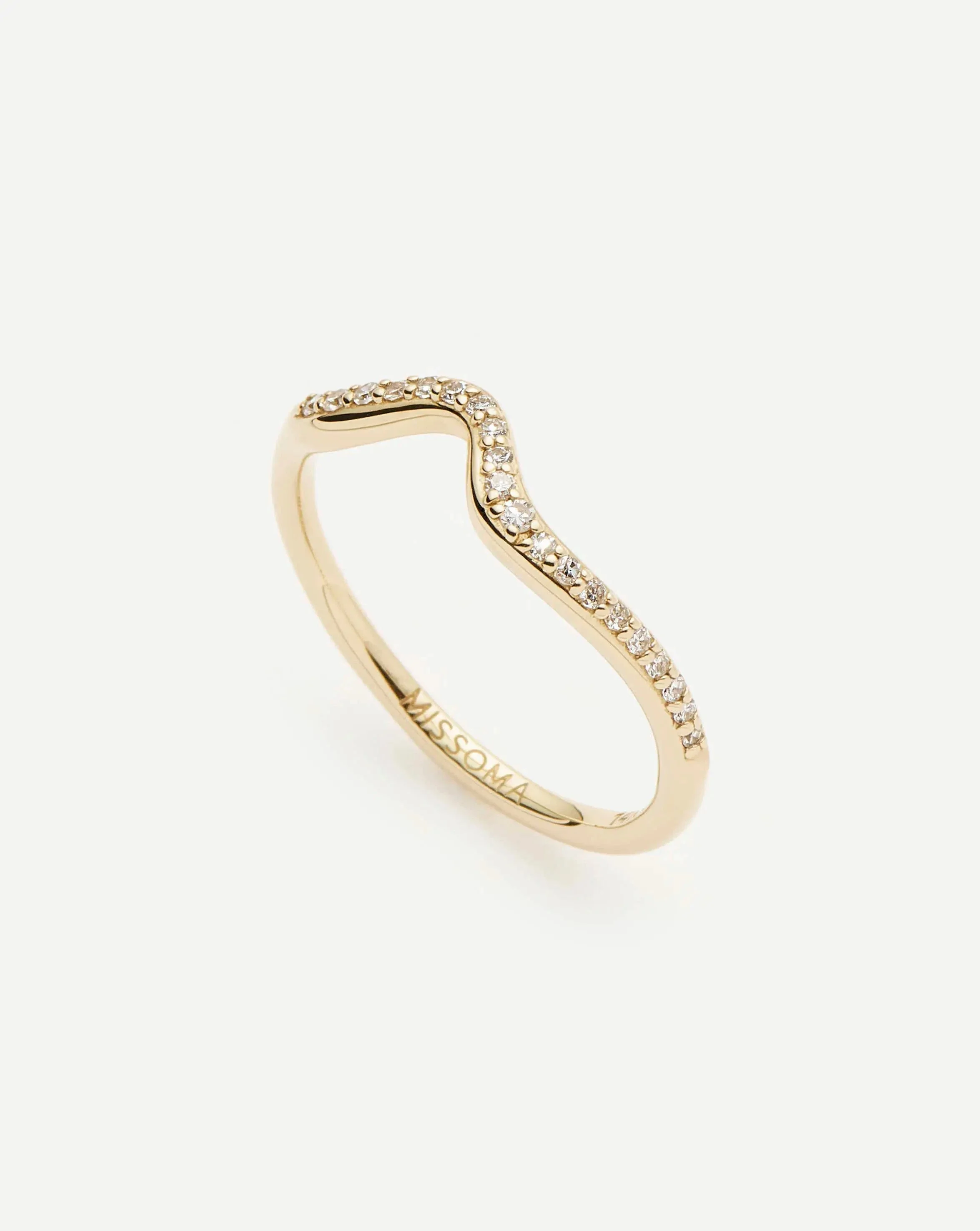 Molten Snow Solid Gold Diamond Stacking Ring - 1