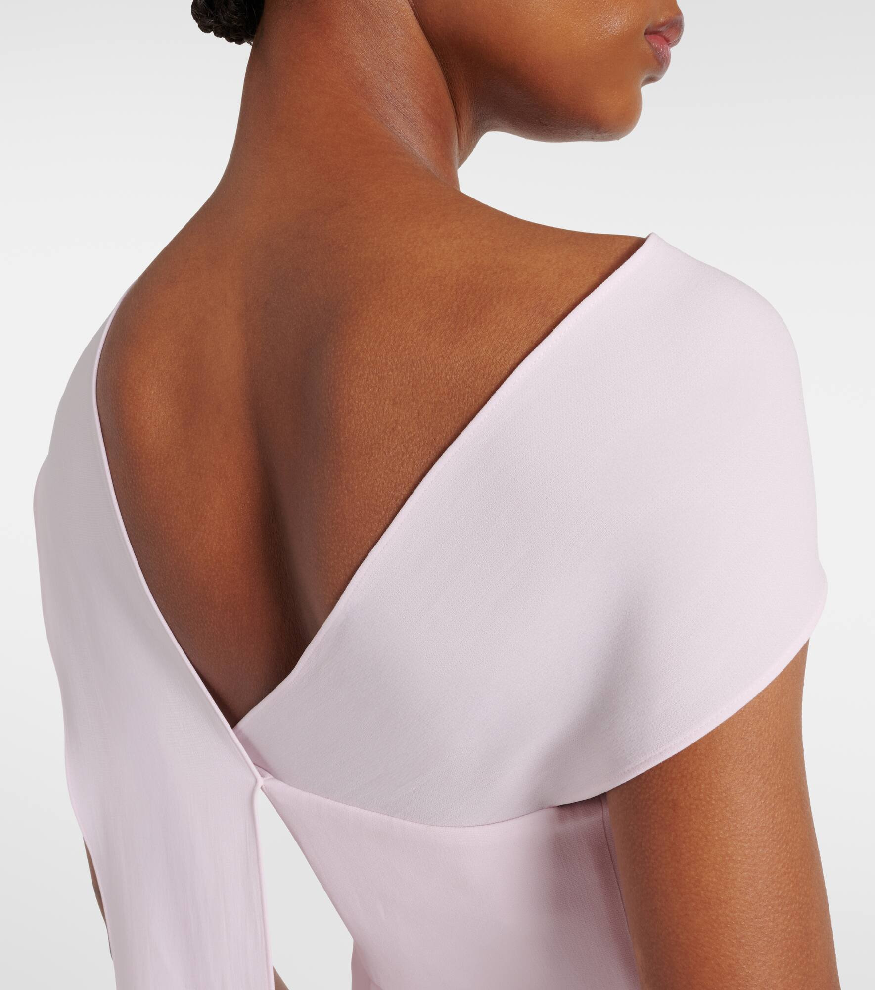 Scarf-detail asymmetric cady gown - 6