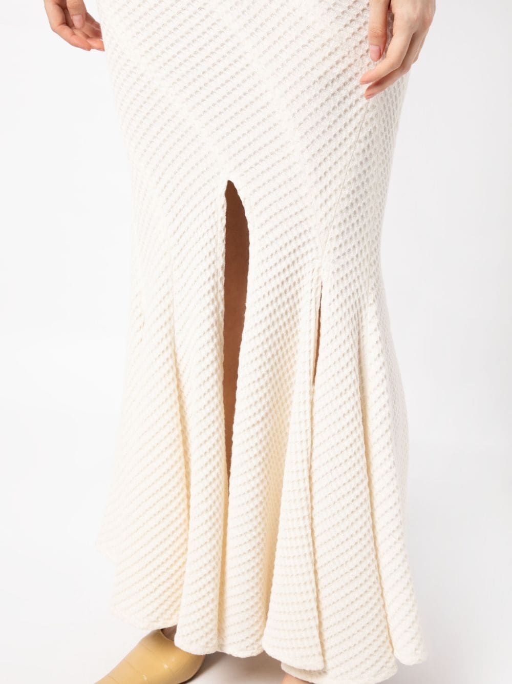 waffle-knit pleated midi skirt - 5