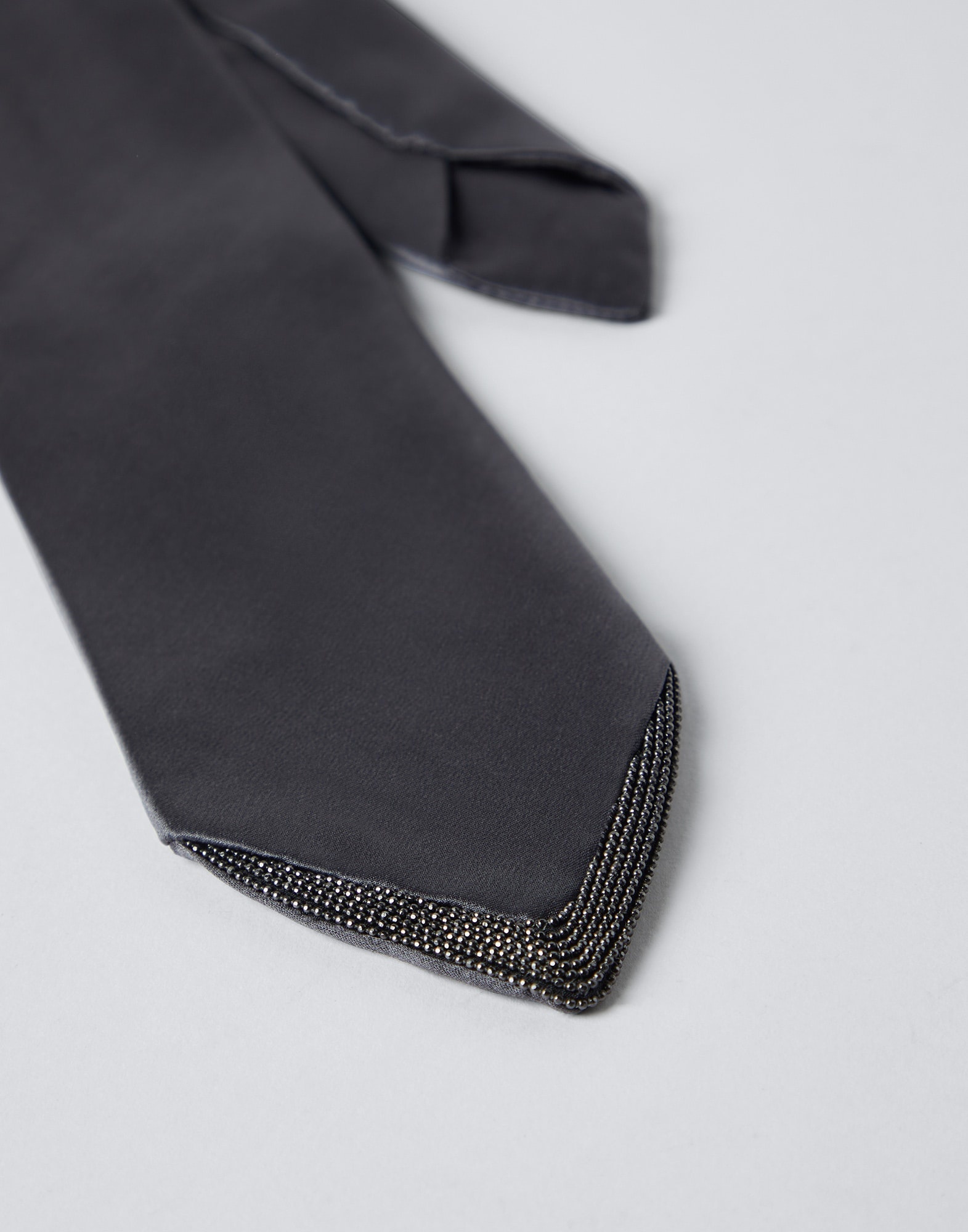 Stretch silk satin tie with monili - 2