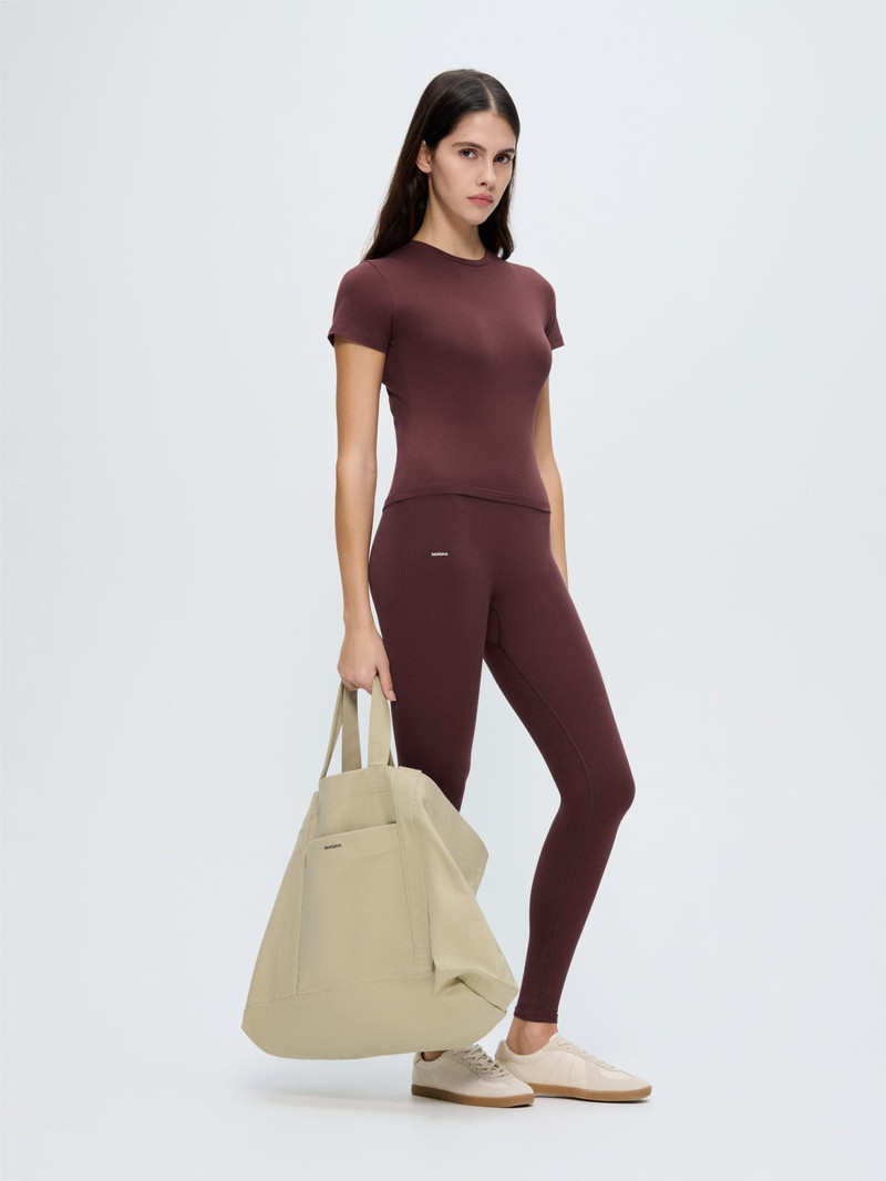 Womens Cotton-Stretch Slim T-Shirt - Chestnut Maroon 3