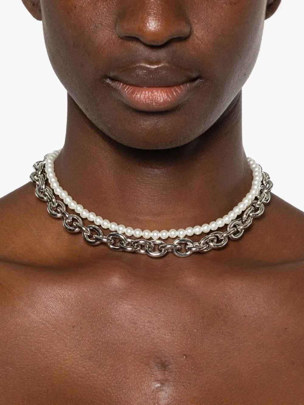 Simone Rocha Women Pearl & Chain Necklace With Encased Pearl Flower - 2