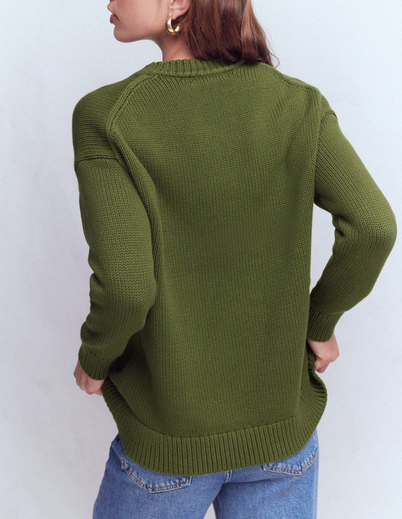 Lucy Oversized Cotton Jumper-Promenade Green 4
