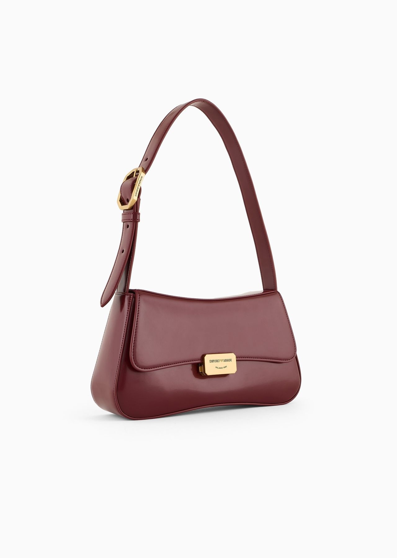 Brushed-finish baguette shoulder bag - 2