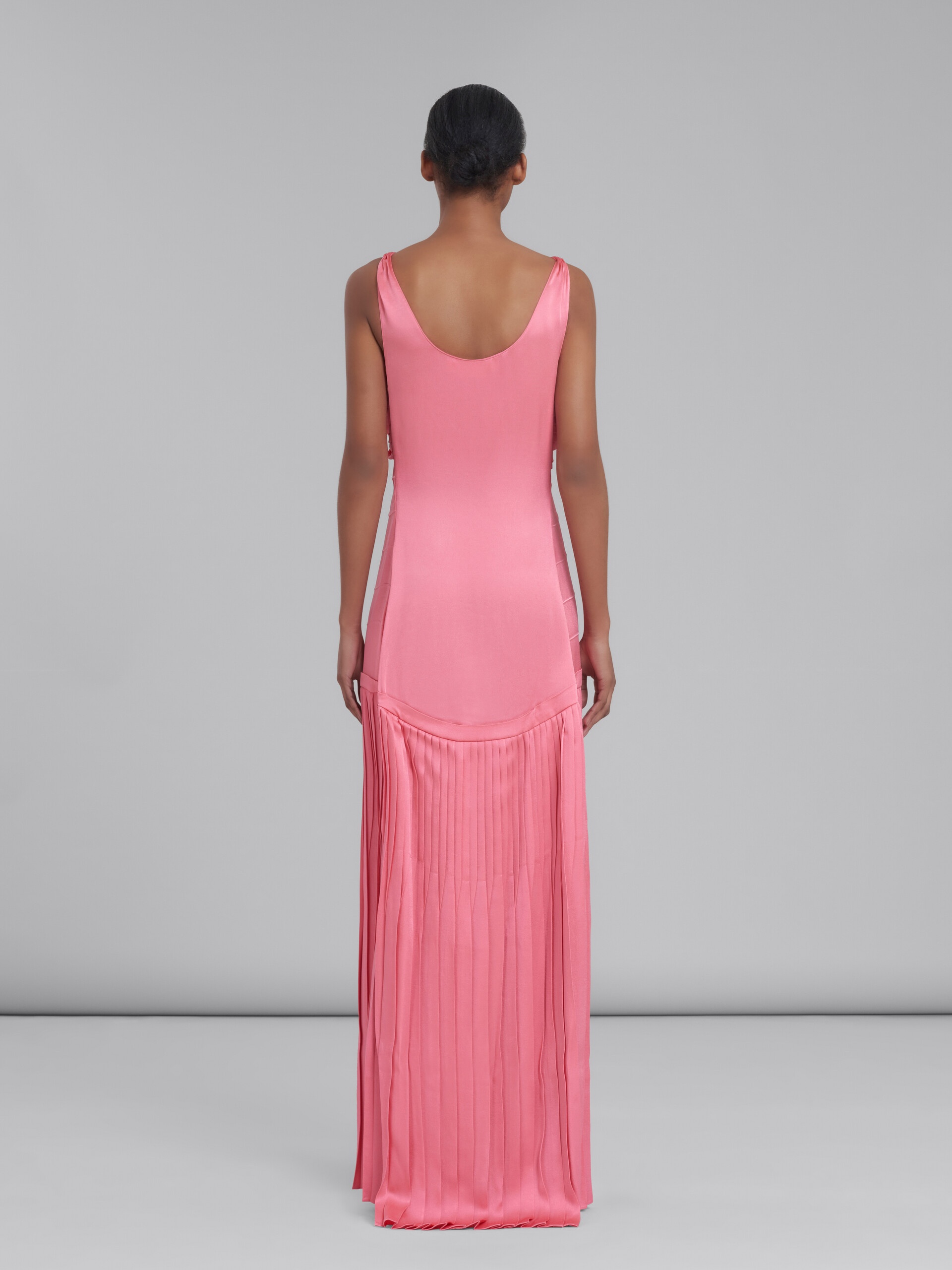 DRAPED LONG DRESS IN PINK CRÊPE SATIN - 3
