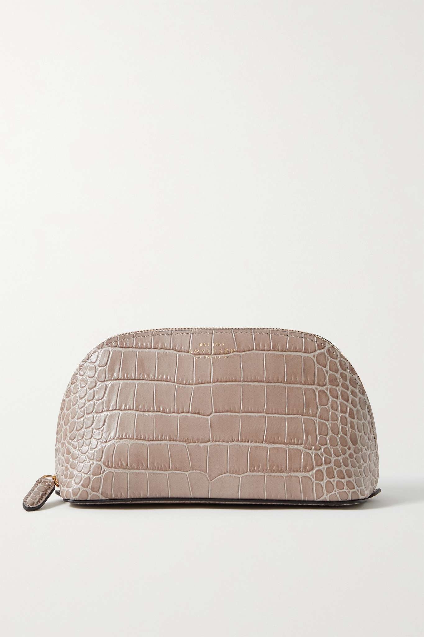 Mara croc-effect leather cosmetic case - 1