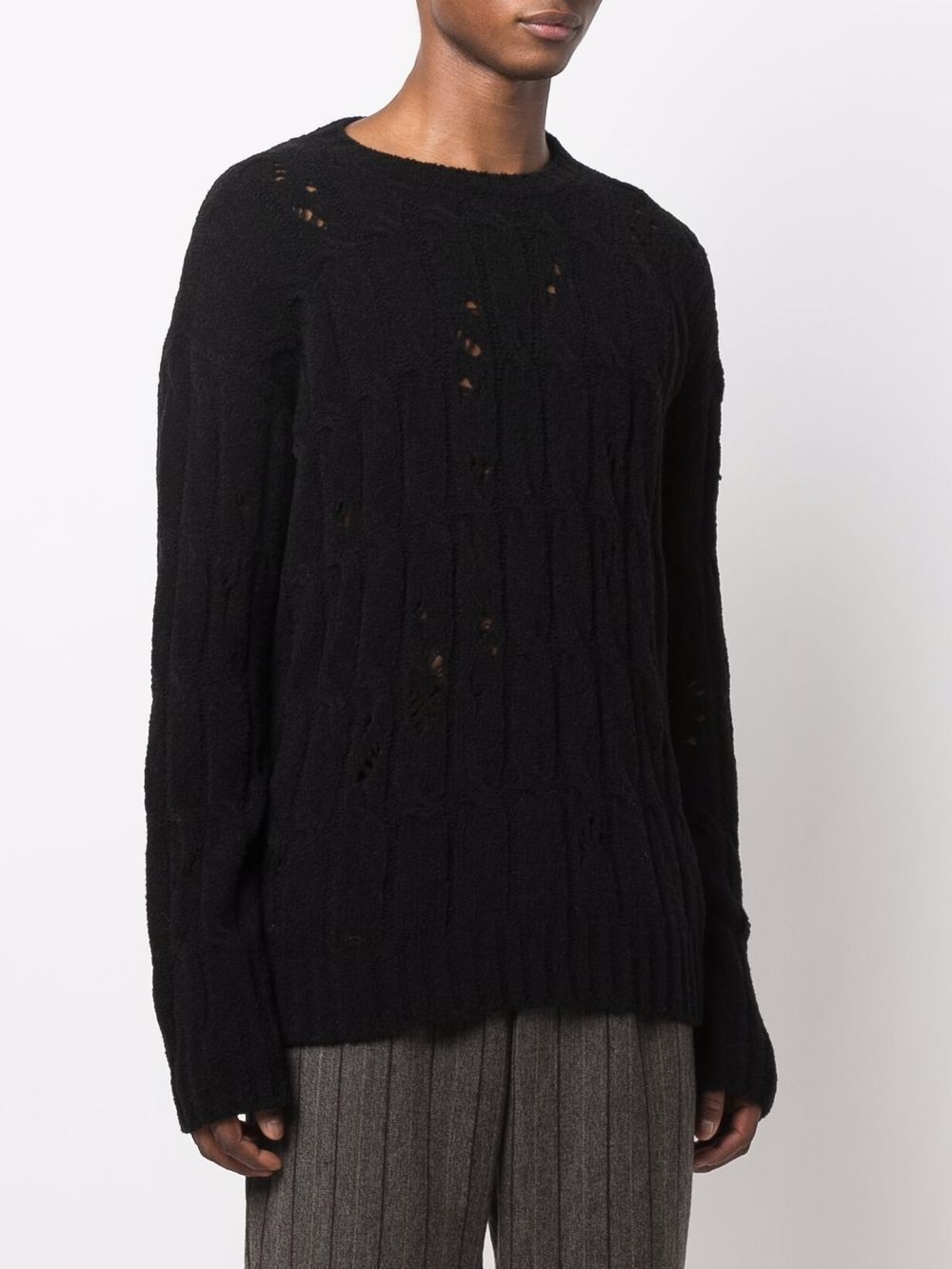 distressed open-knit jumper - 3