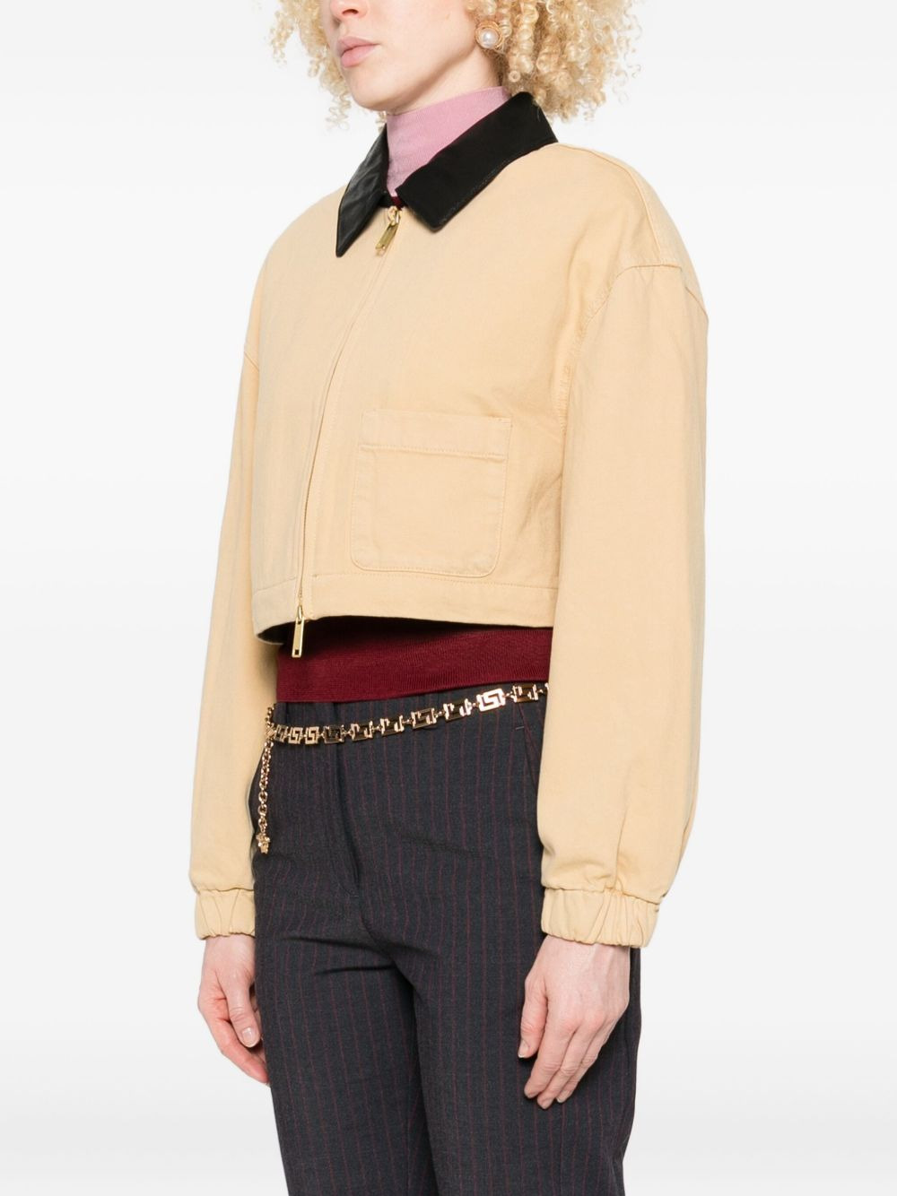 leather-collared jacket - 3
