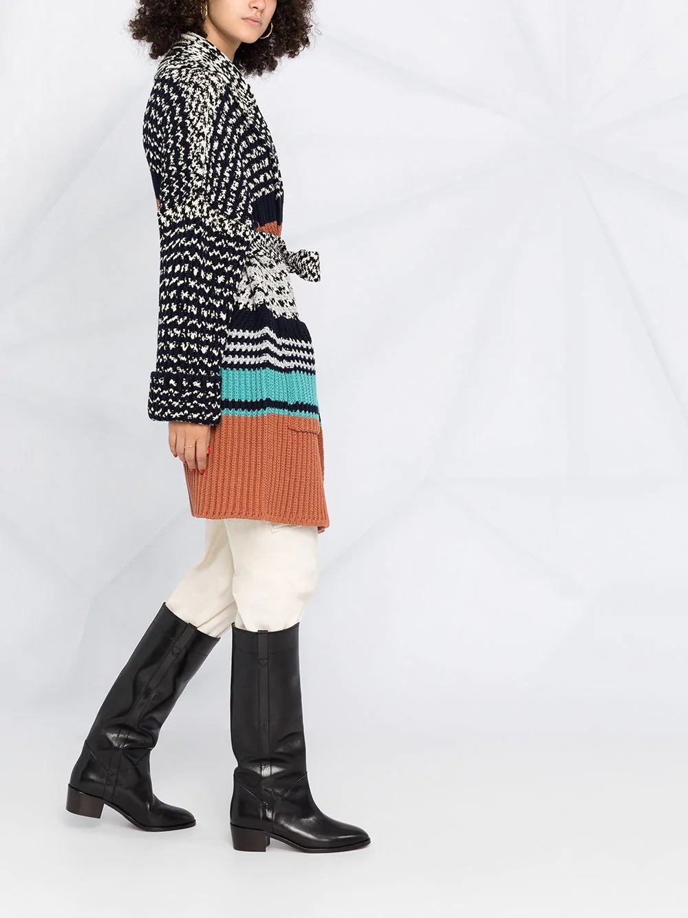 belted knit coat - 6