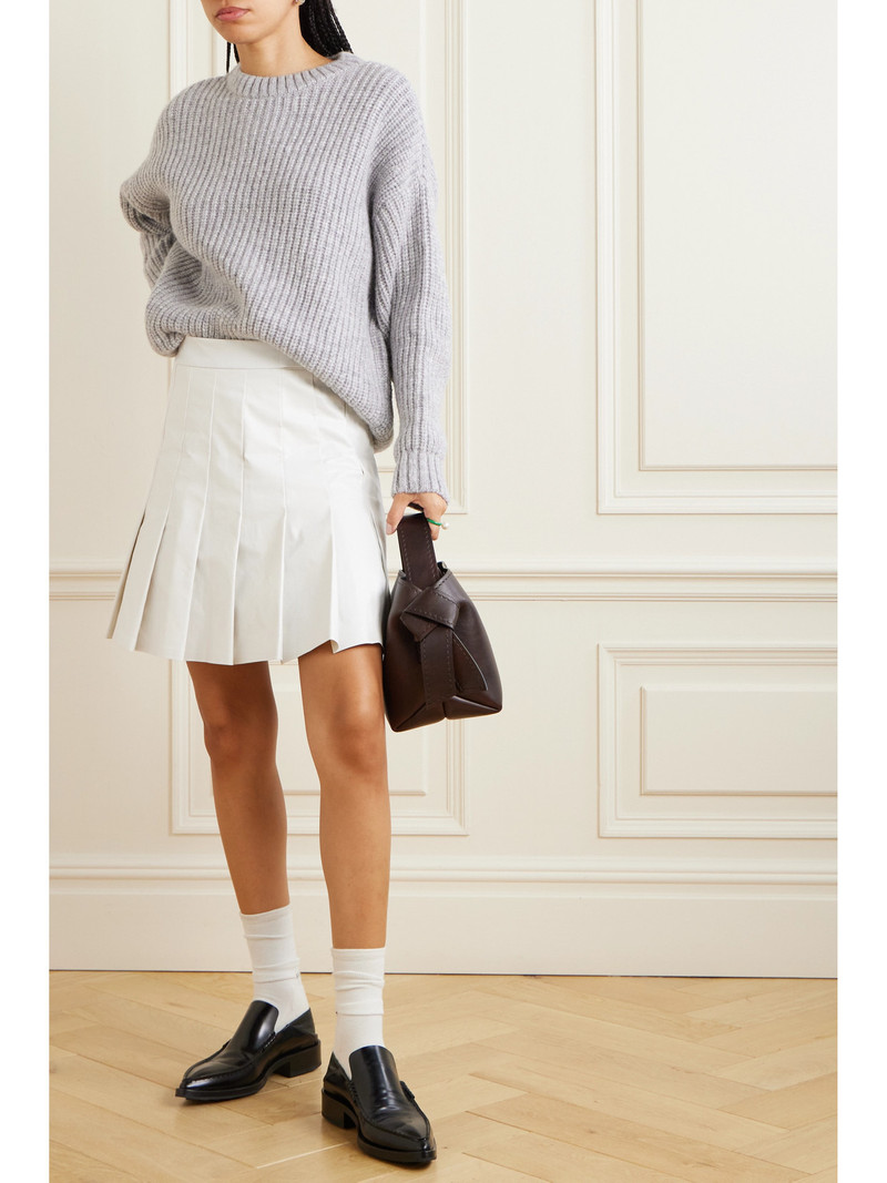 KASSL Editions Pleated Coated Cotton-blend Mini Skirt outlook