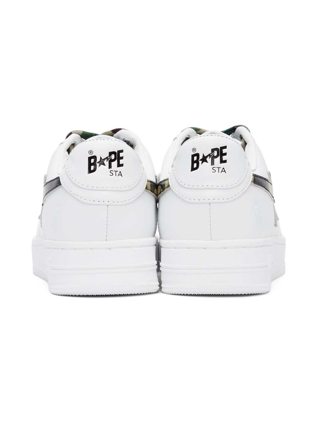 White & Green Camo Bapesta Low Sneakers - 4