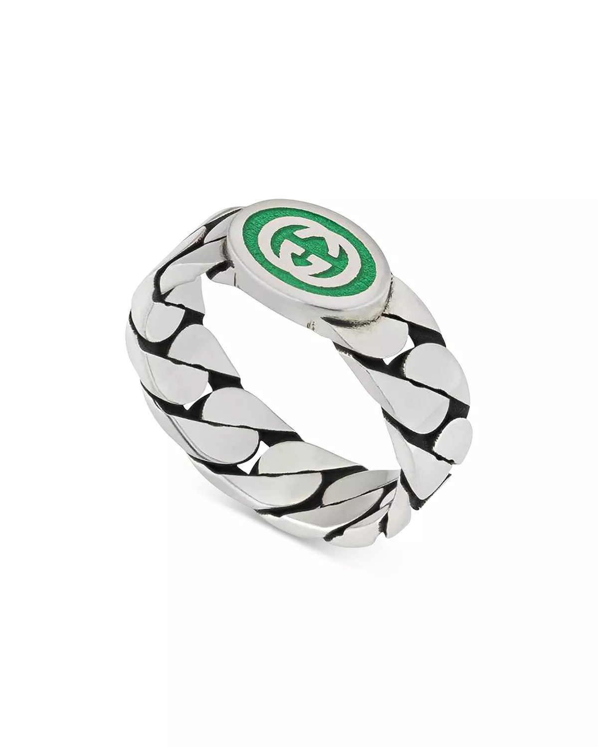 Sterling Silver Interlocking Curb Chain Ring - 2