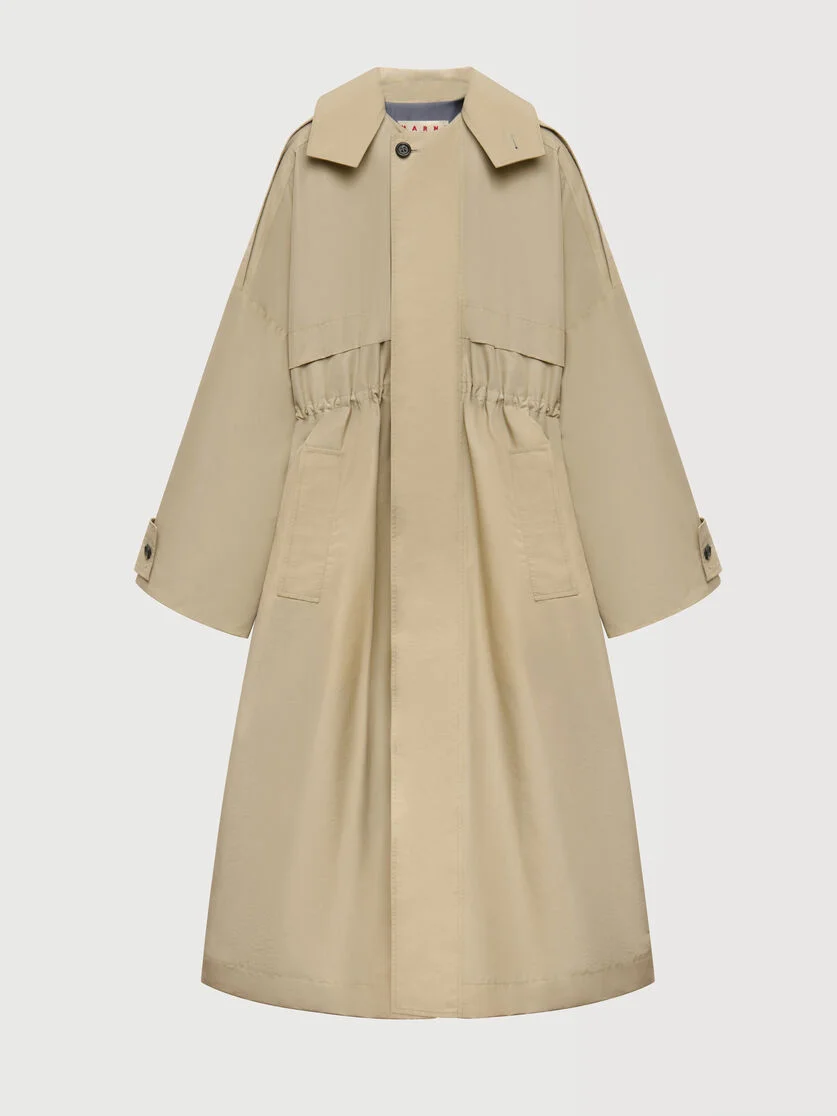 BEIGE NYLON TRENCH COAT WITH BELT - 1
