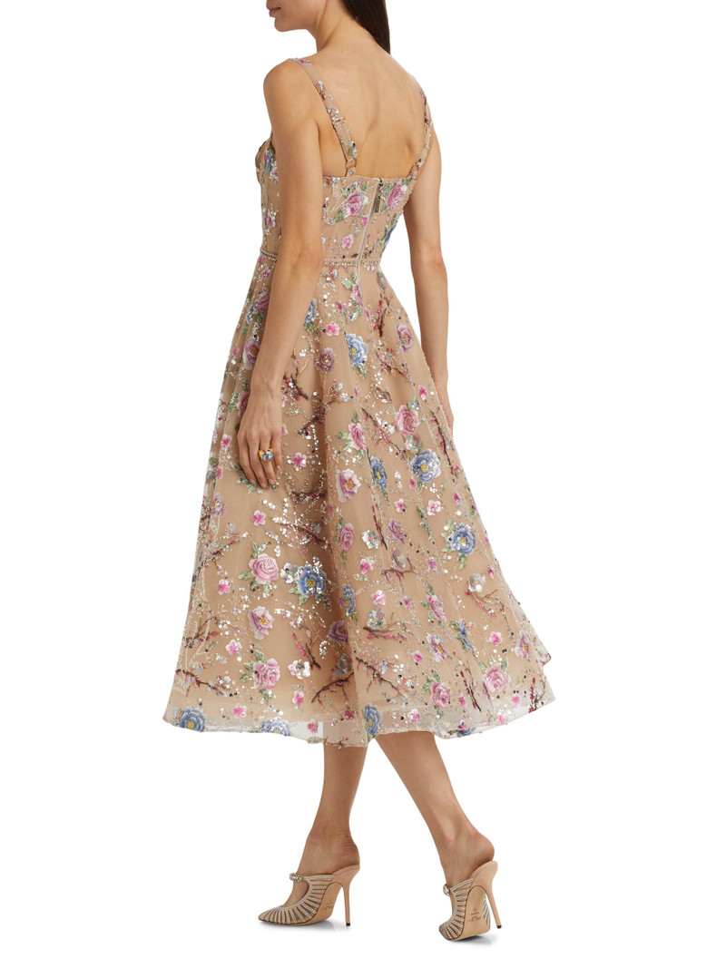 Women's Mademoiselle Embroidered Floral Midi-Dress - Gold Multi 5
