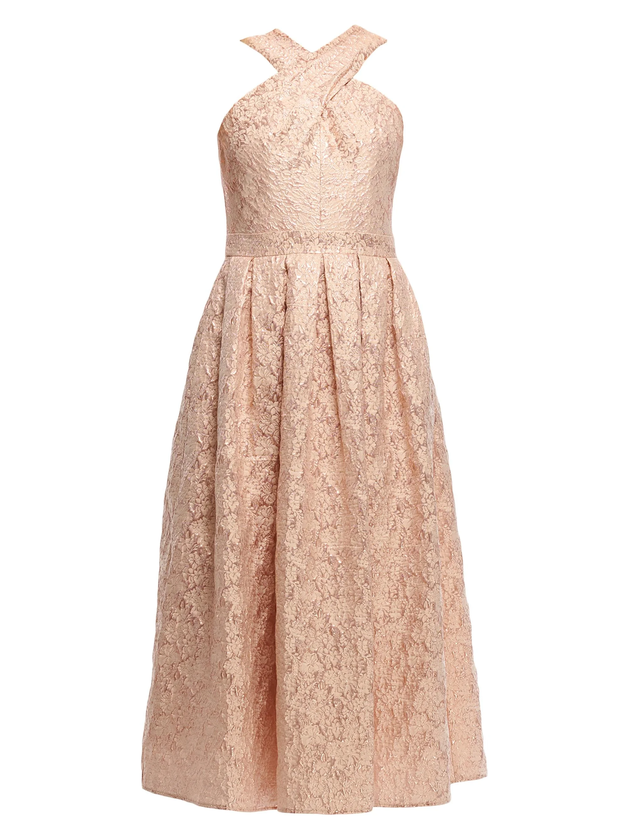 Women's Ivanna Floral Crisscross Halterneck Dress - Rose Gold - 1