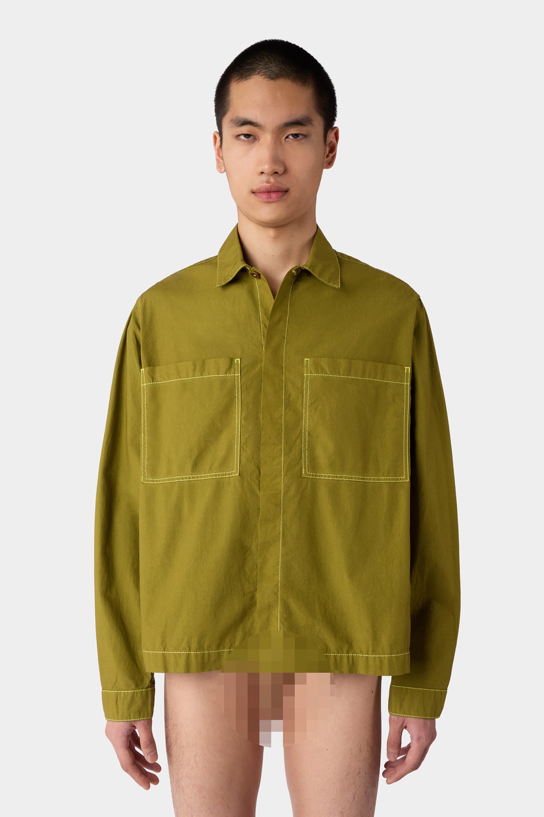 POCKET REGULAR SHIRT / olive green - 1