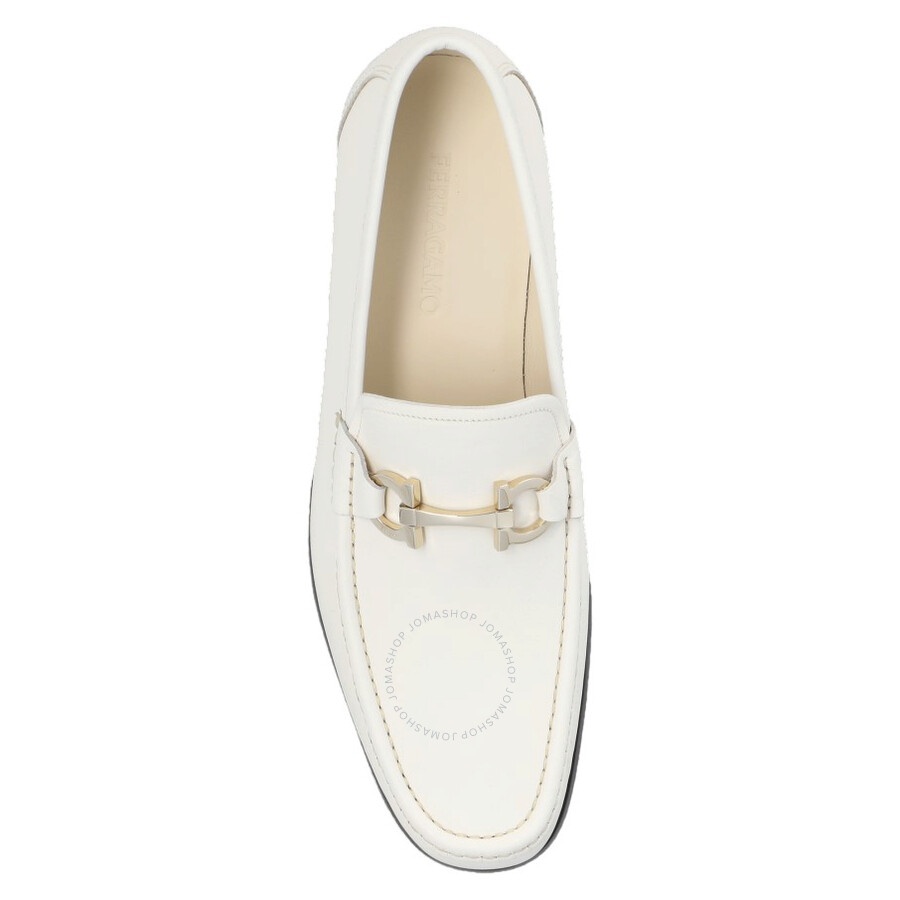 Ferragamo White Gancini Ornament Loafers - 3