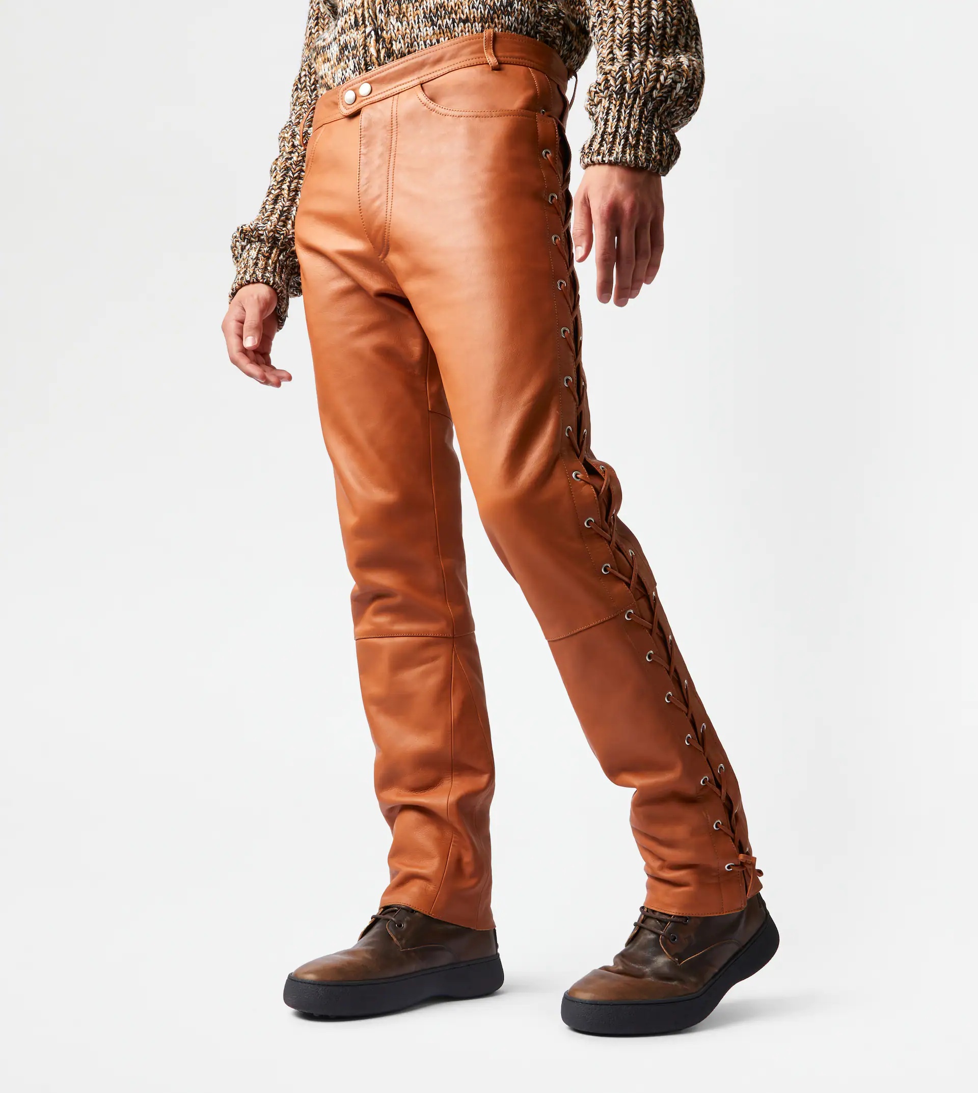TOD'S TROUSERS IN LEATHER - BROWN - 7