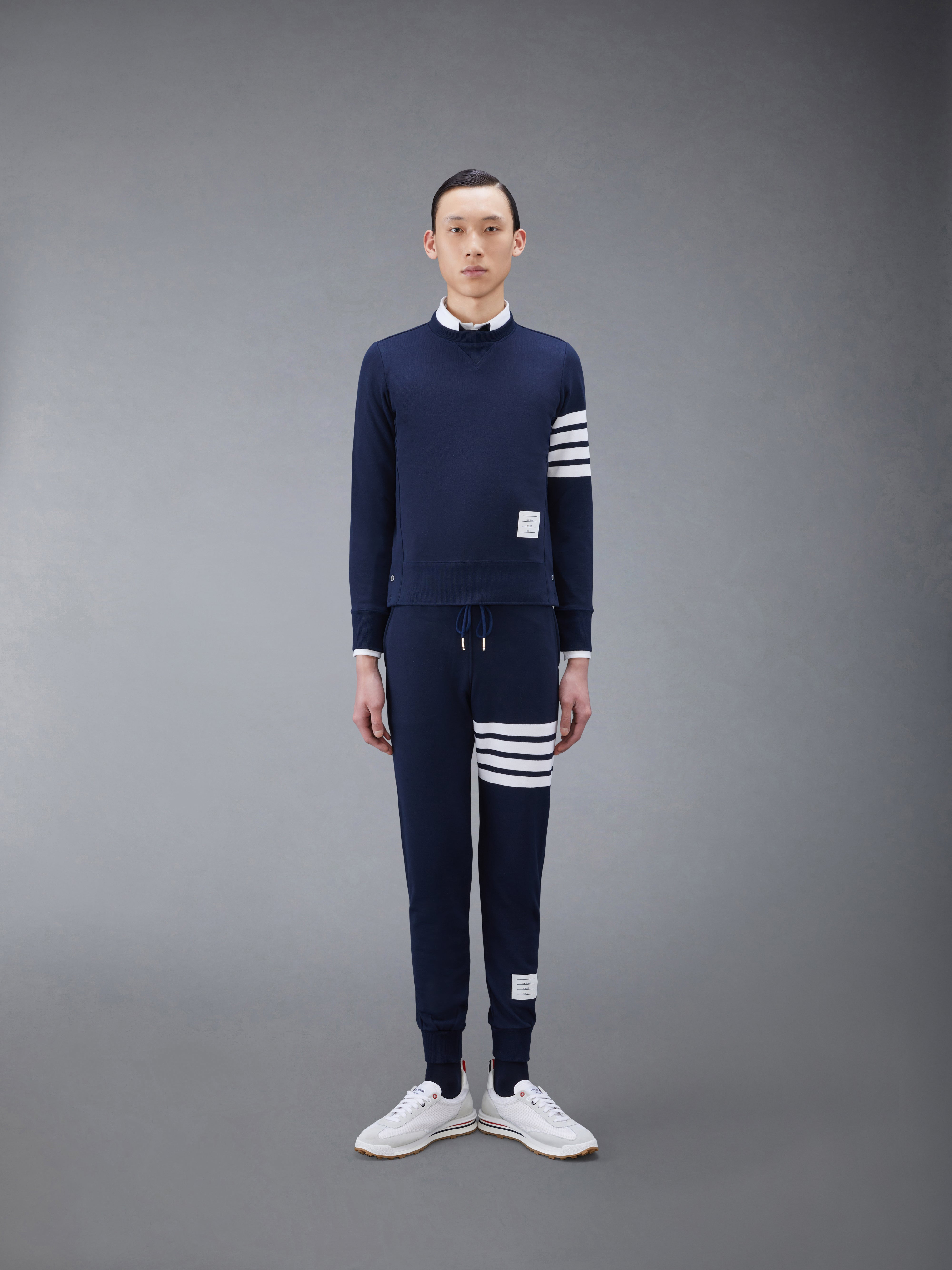 Navy Cotton Loopback Knit Engineered 4-bar Sweatpant - 4
