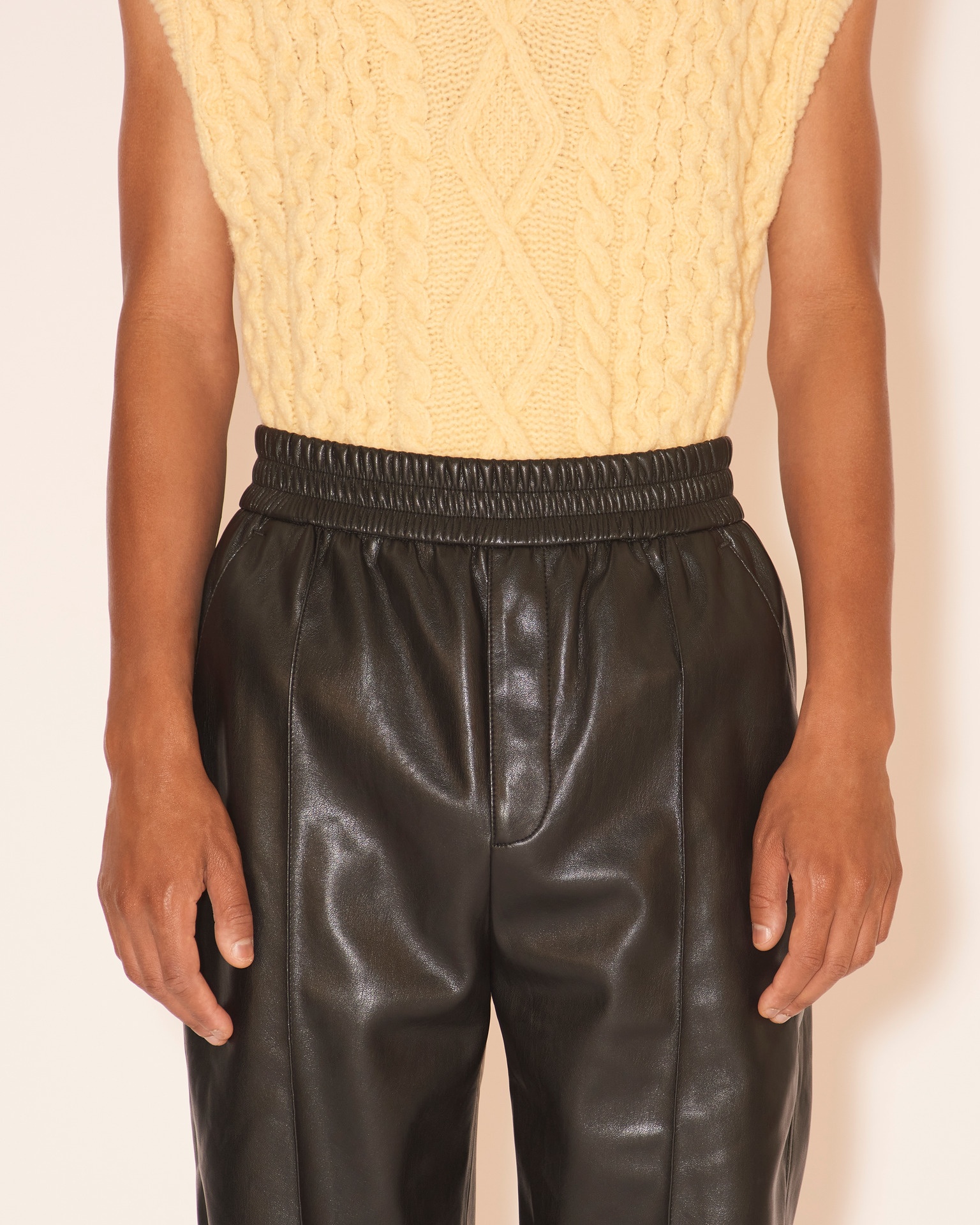 VITOR - OKOBOR™ alt-leather elasticated trousers - Black - 6