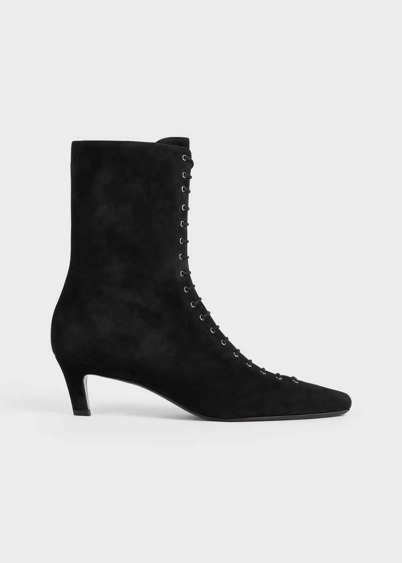 Suede lace-up boots black 1