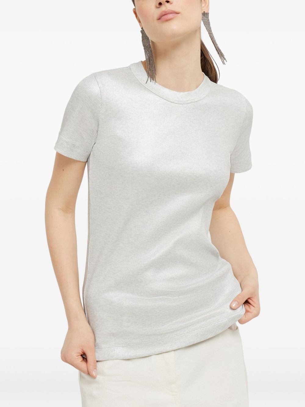 ribbed sparkling T-shirt - 4