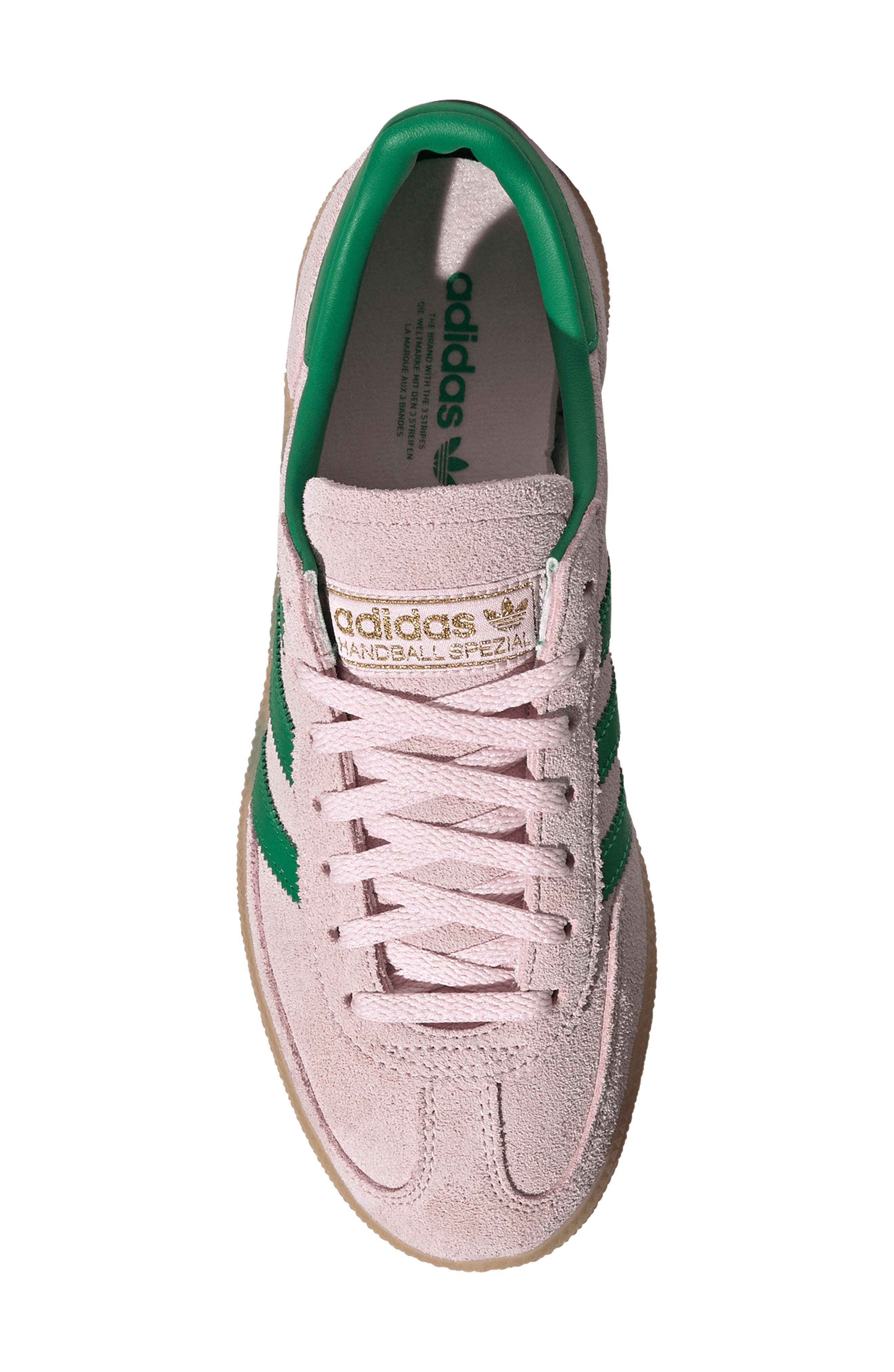 adidas Handball Spezial Sneaker in Clear Pink/Green/Gold at Nordstrom - 4