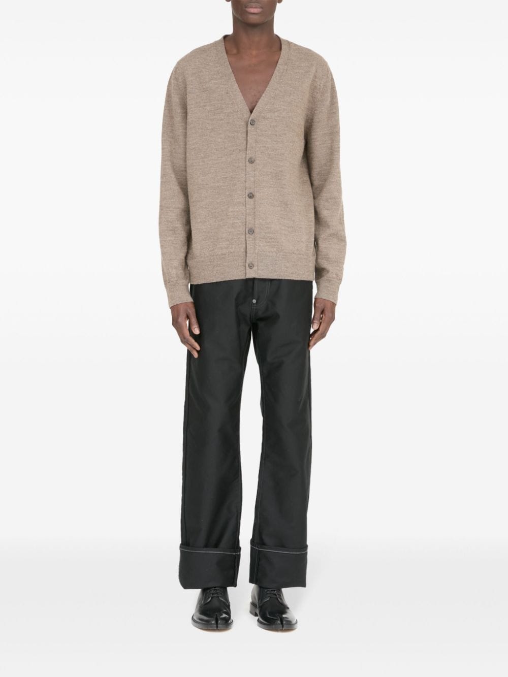 elbow-patch fine-knit cardigan - 2